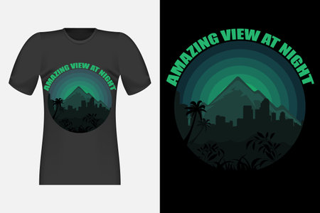 T Shirt Design of Amazing View at Night Vintage Retroのイラスト素材
