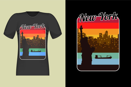 New York Liberty Tower Vintage T Shirt Design Illustrationのイラスト素材