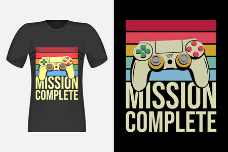 Gamers Mission Complete Retro Vintage T Shirt Designのイラスト素材