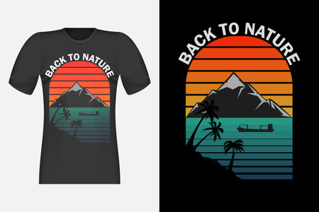 Back To Nature Silhouette T Shirt Retro Vintage Designのイラスト素材