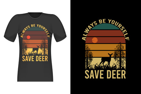 Save Deer Silhouette Retro Vintage T Shirt Designのイラスト素材