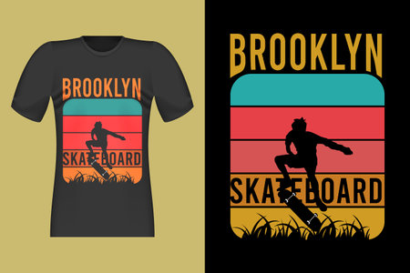 Brooklyn Skateboard Vintage Retro T Shirt Designのイラスト素材