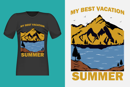 My Best Vacation Hand Drawn Style Vintage Retro T-Shirt Designのイラスト素材