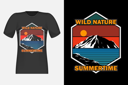 Wild Nature Hand Drawn Style Vintage Retro T-Shirt Designのイラスト素材