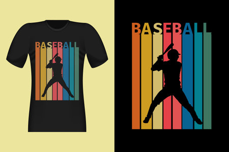 Baseball Silhouette Vintage Retro T-Shirt Designのイラスト素材