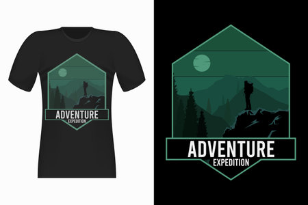 Hiking Adventure Expedition Vintage T-Shirt Designのイラスト素材