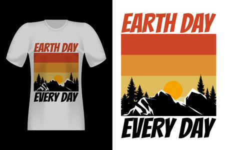 Earth Day Silhouette Vintage Retro T-Shirt Designのイラスト素材