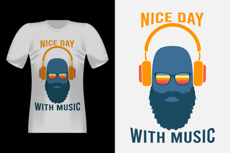 Nice Day With Music Hand Drawn Style Vintage T-Shirt Designのイラスト素材