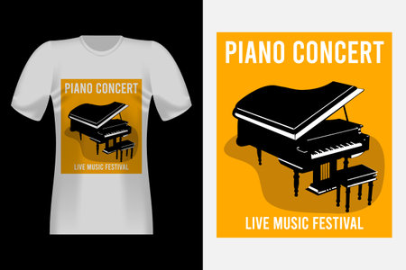 Piano Concert Hand Drawn Style Vintage T-Shirt Designのイラスト素材