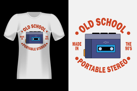 Old School Portable Stereo Retro Vintage T-Shirt Designのイラスト素材