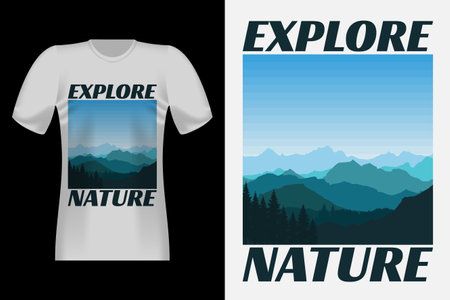 Explore Nature Hand Drawn Style Vintage T-Shirt Designのイラスト素材