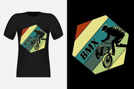 Bicycle Freestyle Silhouette Vintage Retro T-Shirt Designのイラスト素材