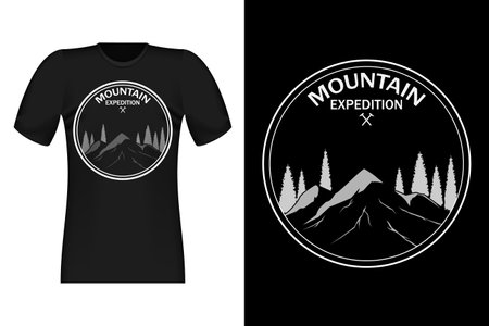 Mountain Expedition Hand Drawn Style Vintage T-Shirt Designのイラスト素材