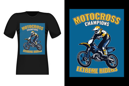 Motocross Champions Hand Drawn Style Vintage T-Shirt Designのイラスト素材