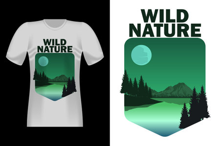 Wild Nature Hand Drawn Style Vintage Retro T-Shirt Designのイラスト素材