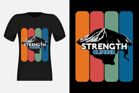 Strength Climber With Silhouette Vintage Retro T-Shirt Designのイラスト素材