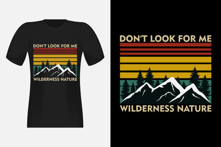 Wilderness Nature Hand Drawn Style Vintage Retro T-Shirt Designのイラスト素材