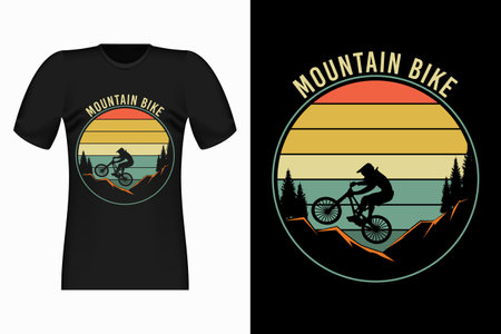 Mountain Bike Silhouette Vintage Retro T-Shirt Designのイラスト素材