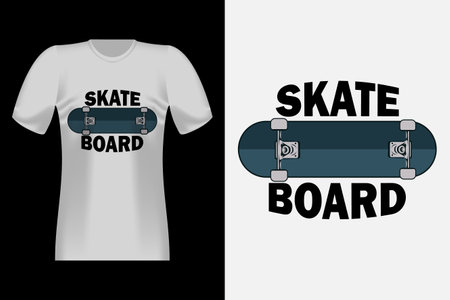 Skateboard Hand Drawn Style Vintage T-Shirt Designのイラスト素材