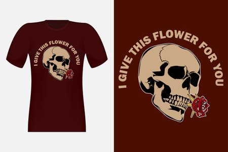 I Give Flower with Skull Vintage T-Shirt Designのイラスト素材