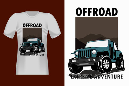 Off-road Extreme Adventure Vintage T-Shirt Designのイラスト素材