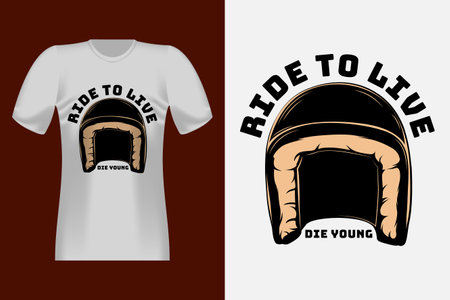 Ride to Live Die Young with Helmet Vintage T-Shirt Designのイラスト素材