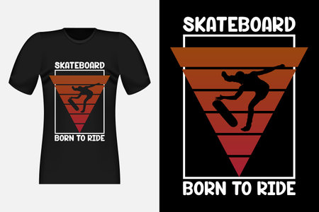 Skateboard Born To Ride Typography Vintage Retro T-Shirt Designのイラスト素材