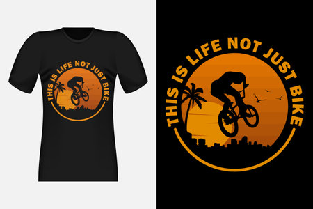This Is Life Not Just Bike Silhouette Vintage Retro T-Shirt Designのイラスト素材