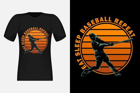 Eat Sleep Baseball Retro Designのイラスト素材