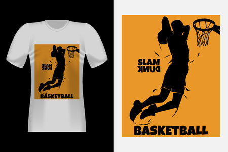 Slam Dunk Basketball Player Vintage T-Shirt Designのイラスト素材