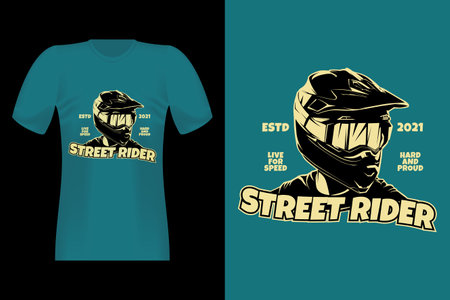 Street Rider Silhouette Vintage T-Shirt Designのイラスト素材