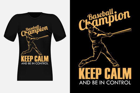 Baseball Champion Silhouette Vintage T-Shirt Designのイラスト素材