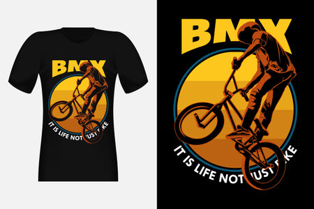 It Is Life Not Just Bike Bmx Ride Silhouette Vintage T-Shirt Designのイラスト素材
