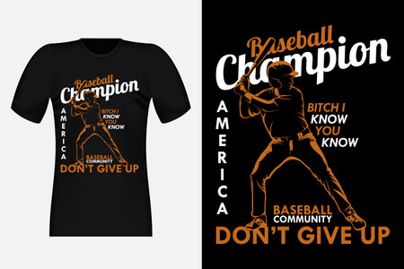 Baseball Champion America Silhouette Vintage T-Shirt Designのイラスト素材