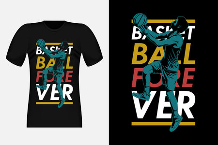 Basketball Forever Silhouette Vintage T-Shirt Design Illustrationのイラスト素材