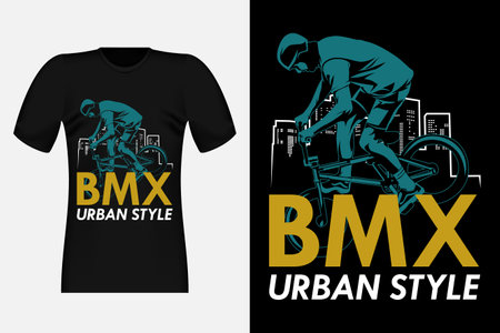 Bmx Urban Style Silhouette Vintage T-Shirt Designのイラスト素材