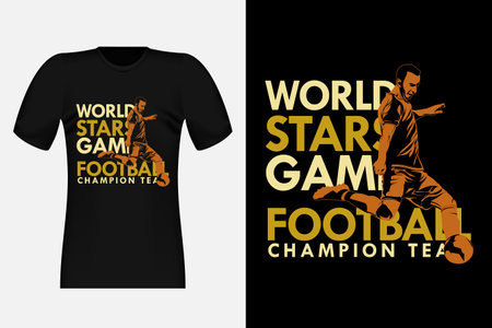 World Stars Game Football Champion Team Silhouette Vintage T-Shirt Designのイラスト素材