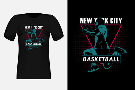 New York City Basketball Silhouette Vintage T-Shirt Designのイラスト素材