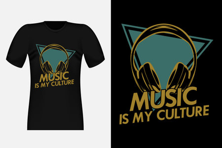 Music Is My Culture Silhouette Vintage T-Shirt Design Illustrationのイラスト素材