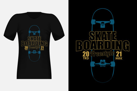Skateboarding Freestyle Silhouette Vintage T-Shirt Designのイラスト素材