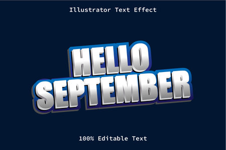 Hello September Modern Cartoon Style Editable Text Effectのイラスト素材