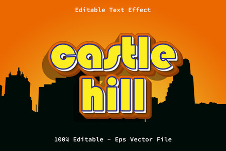 Castle Hill With Cartoon Style Editable Text Effectのイラスト素材