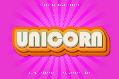 Unicorn With Cartoon Style Editable Text Effectのイラスト素材