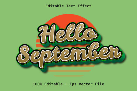 Hello September Lettering Style Editable Text Effectのイラスト素材