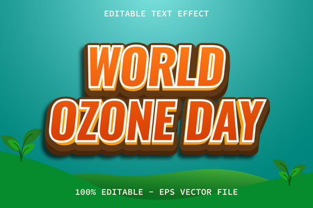 World Ozone Day With Cartoon Style Editable Text Effectのイラスト素材