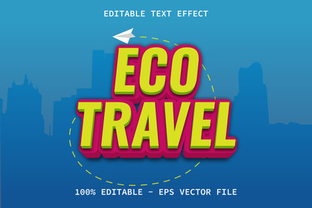 Eco Travel With Cartoon Style Editable Text Effectのイラスト素材