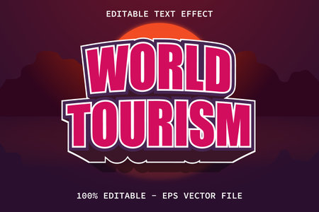 World Tourism With Modern Style Editable Text Effectのイラスト素材