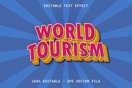 World Tourism With Modern Comic Style Editable Text Effectのイラスト素材