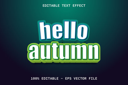 Hello Autumn With Modern Cartoon Style Editable Text Effectのイラスト素材