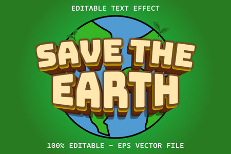 Save The Earth With Cartoon Style Editable Text Effectのイラスト素材